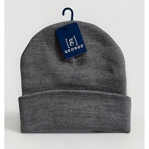 George Grey Knit Beanie Hat One Size Minimalist Classic Winter Warm NWT